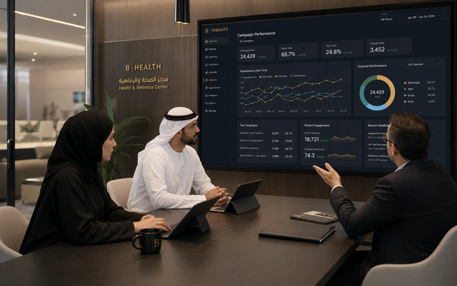مراجعة أداء حملات قطاع الصحة