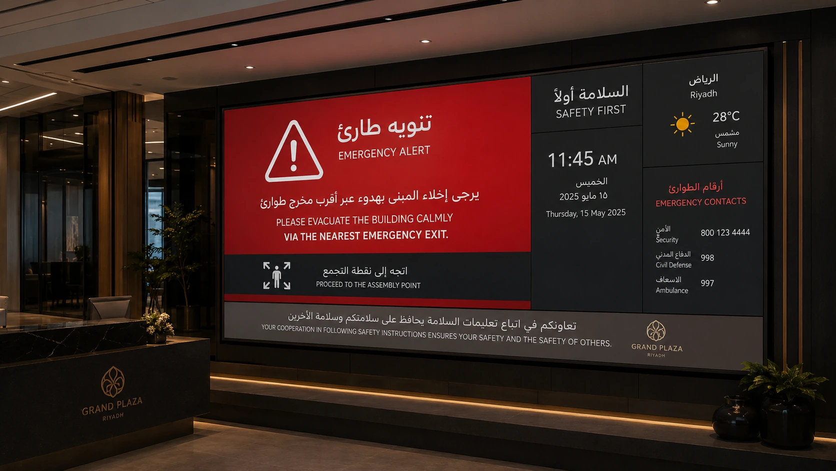 مثال تمثيلي لبث تنبيه طارئ